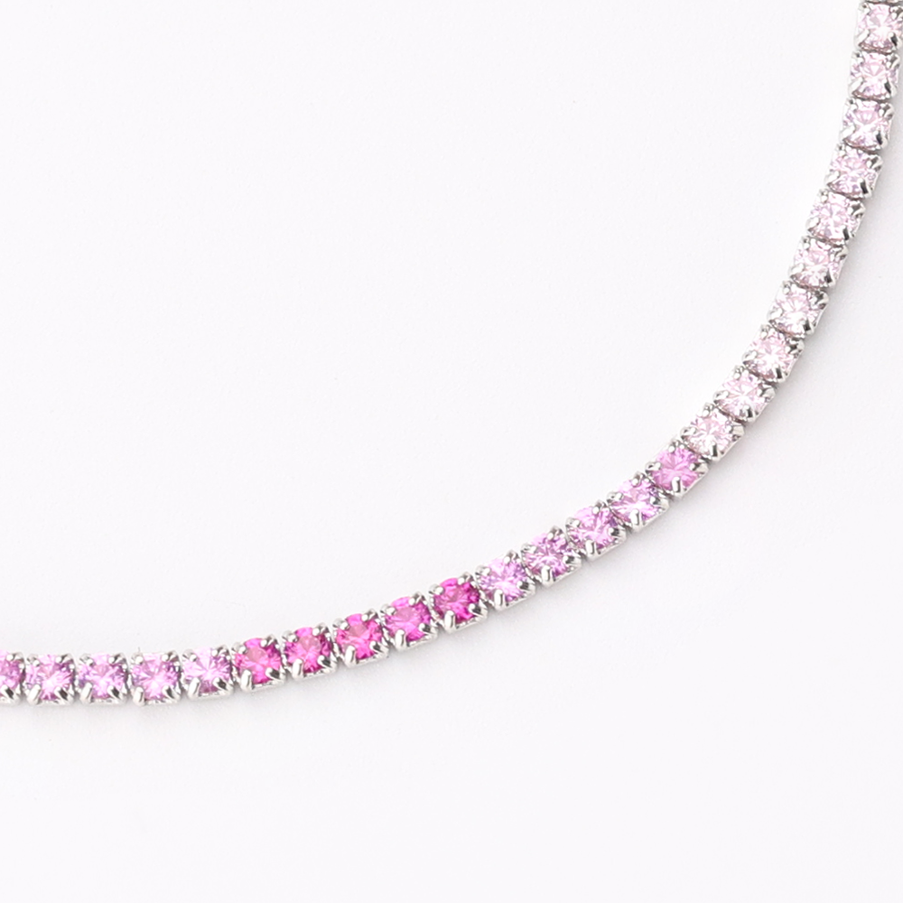 925 Silver Tennis Bracelet with Gradient Pink CZ Stones | Delicate Prong Settings | Elegant Women's Jewelry