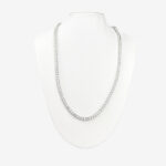 A delicate sterling silver tennis necklace adorned with sparkling cubic zirconia stones.