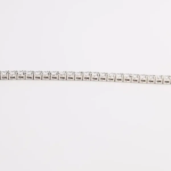 925 Sterling Silver Tennis Bracelet with Sparkling Square-Cut Cubic Zirconia Stones