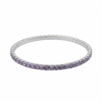 Sterling silver bracelet with purple cubic zirconia stones, top view