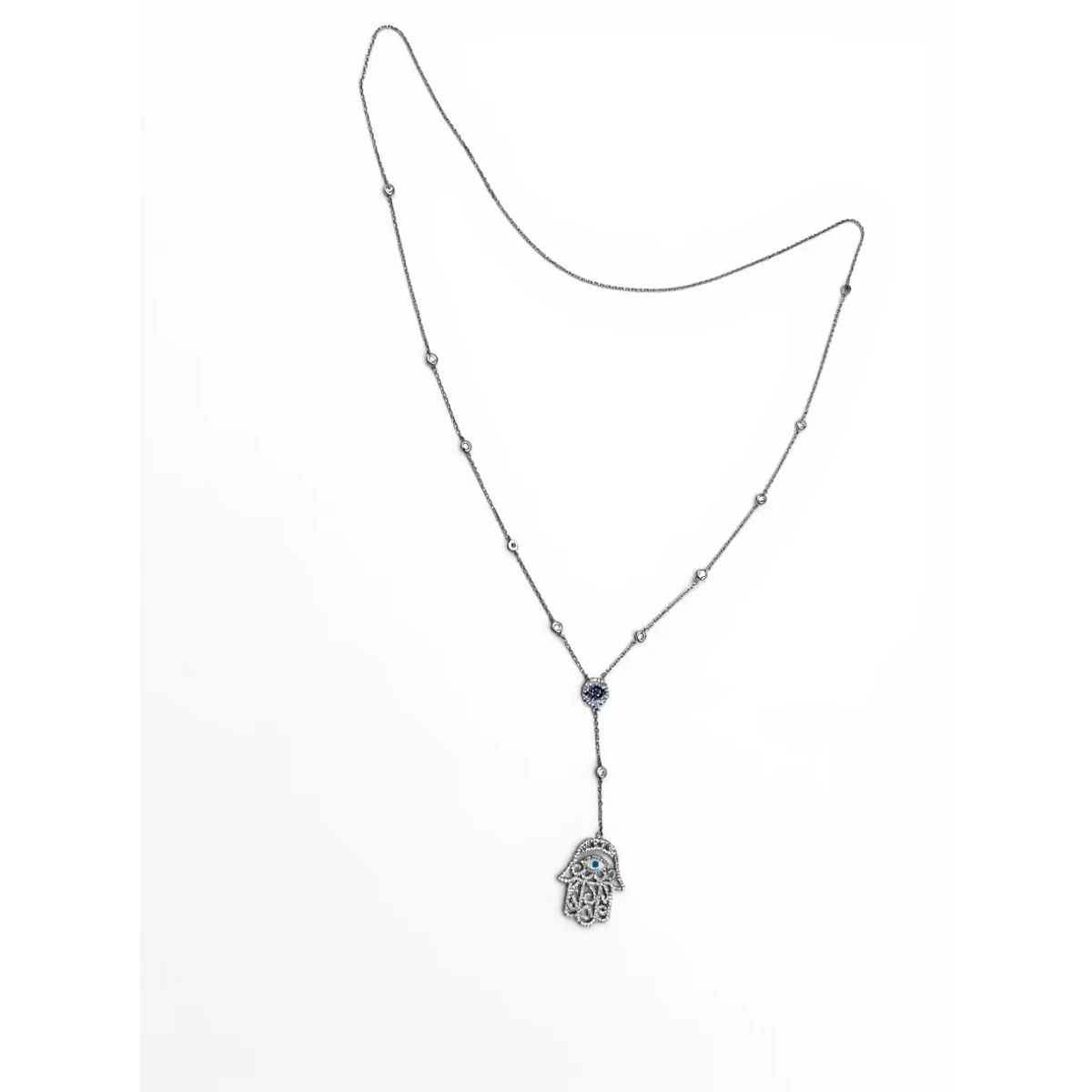 925 Sterling Silver Hamsa Hand Necklace Evil Eye Pendant | Dublin Silver