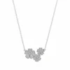 Sterling silver floral necklace with cubic zirconia, front view
