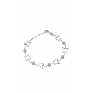 Sterling silver butterfly bracelet with lobster clasp, top view