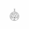 Sterling silver Tree of Life pendant with sparkling accents, front view