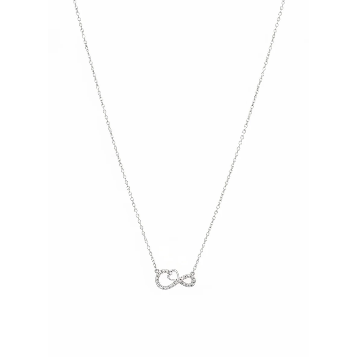 925 Sterling Silver Infinity Heart Pendant Necklace 18-inch Chain | Dublin Silver
