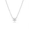Sterling silver snowflake pendant necklace on chain, front view