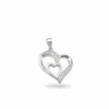 Sterling silver heart pendant with cubic zirconia accents, front view
