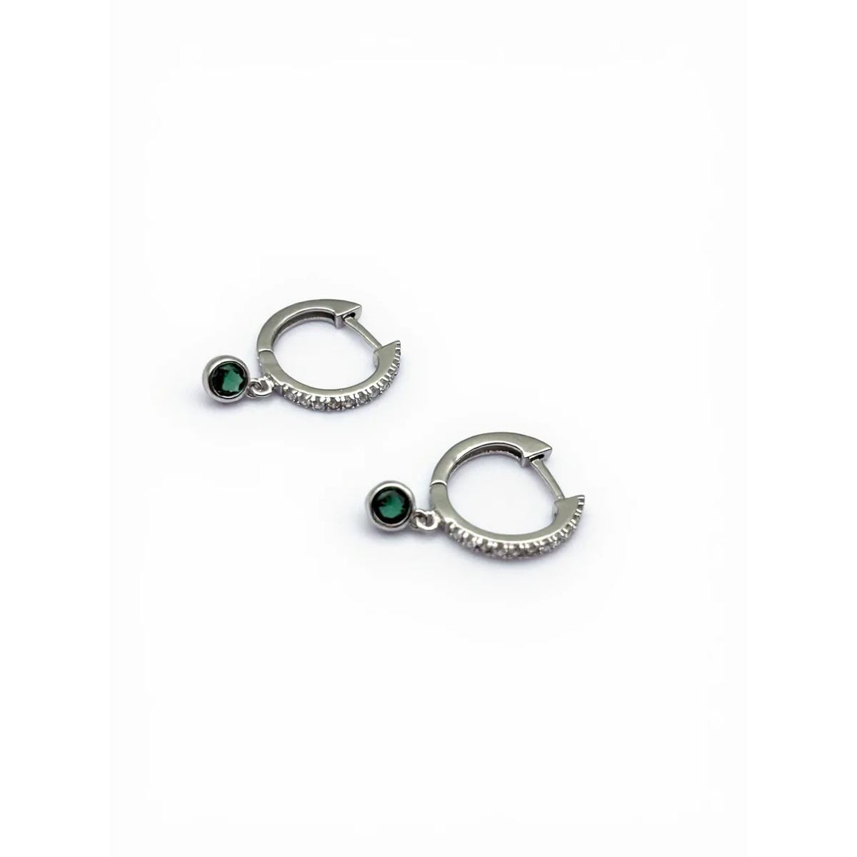 925 Sterling Silver Elegant Drop Earrings with Green Gemstone | Dublin Silver