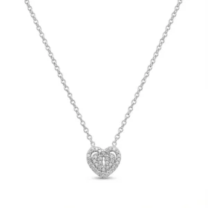 Sterling silver heart pendant necklace on chain, front view