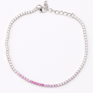 925 Silver Ombre Pink Sapphire Tennis Bracelet | Adjustable