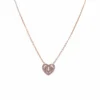 Sterling silver heart pendant necklace with crystals, front view
