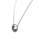 925 Sterling Silver Wave Pendant Necklace with Blue Accents | Dublin Silver