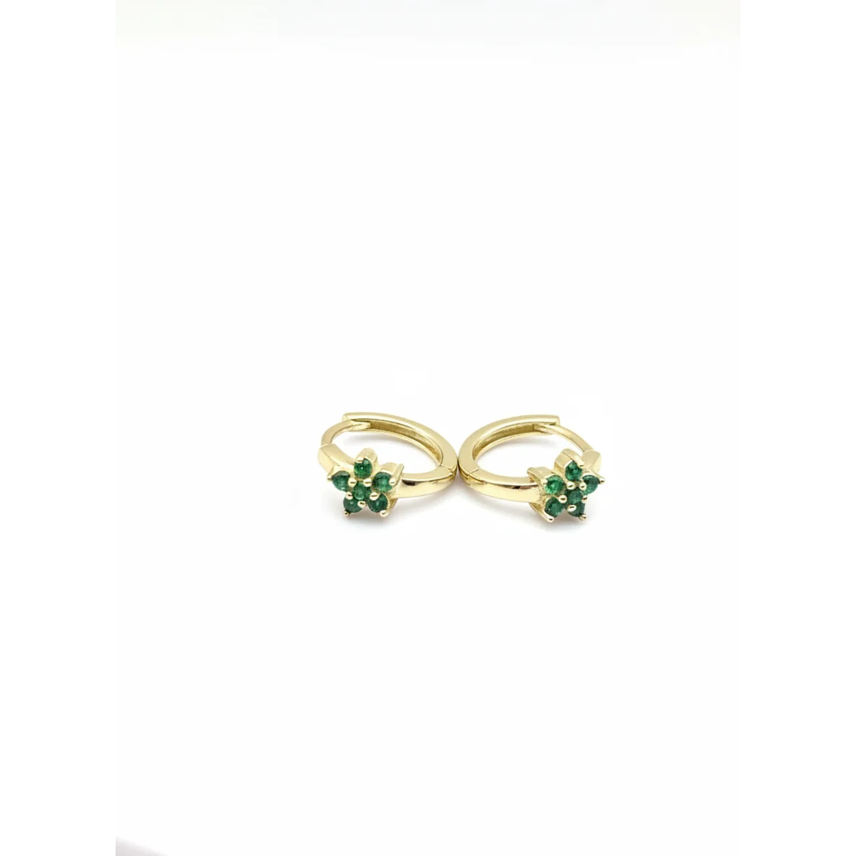 925 Sterling Silver Floral Hoop Earrings with Green Stones | Dublin Silver