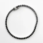 Sterling silver bracelet with black cubic zirconia stones, top view
