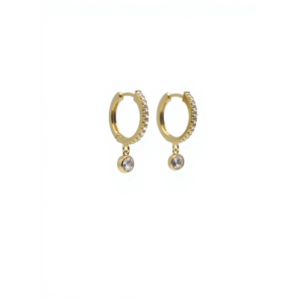925 Sterling Silver Gold-Plated Drop Earrings with Cubic Zirconia | Dublin Silver