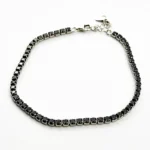 Sterling silver tennis bracelet with black cubic zirconia, top view