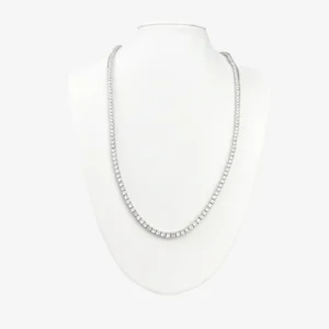 Sterling silver cubic zirconia tennis necklace, front view