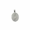 Sterling silver religious medallion pendant, front view