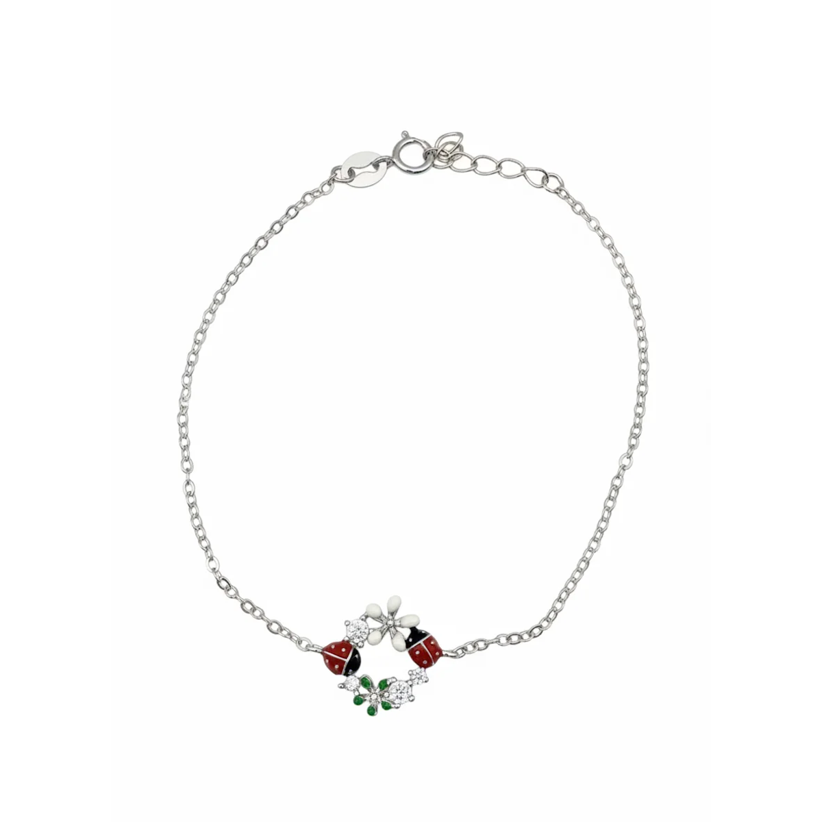 925 Sterling Silver Ladybird Charm Bracelet Lobster Clasp | Dublin Silver
