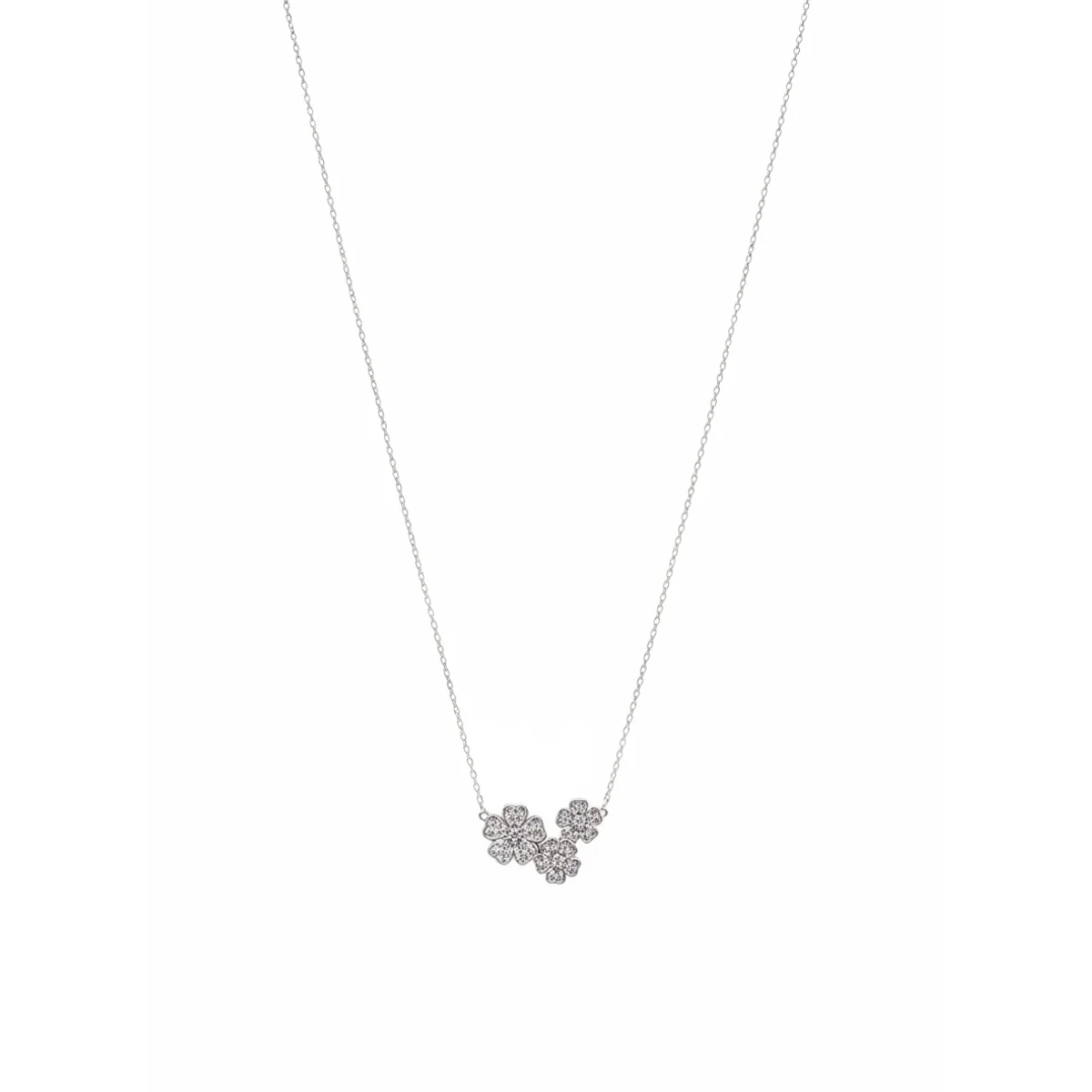 925 Sterling Silver Floral Necklace with Cubic Zirconia | Dublin Silver