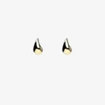 Gold-plated sterling silver teardrop stud earrings, front view
