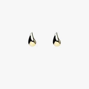 Gold-plated sterling silver teardrop stud earrings, front view