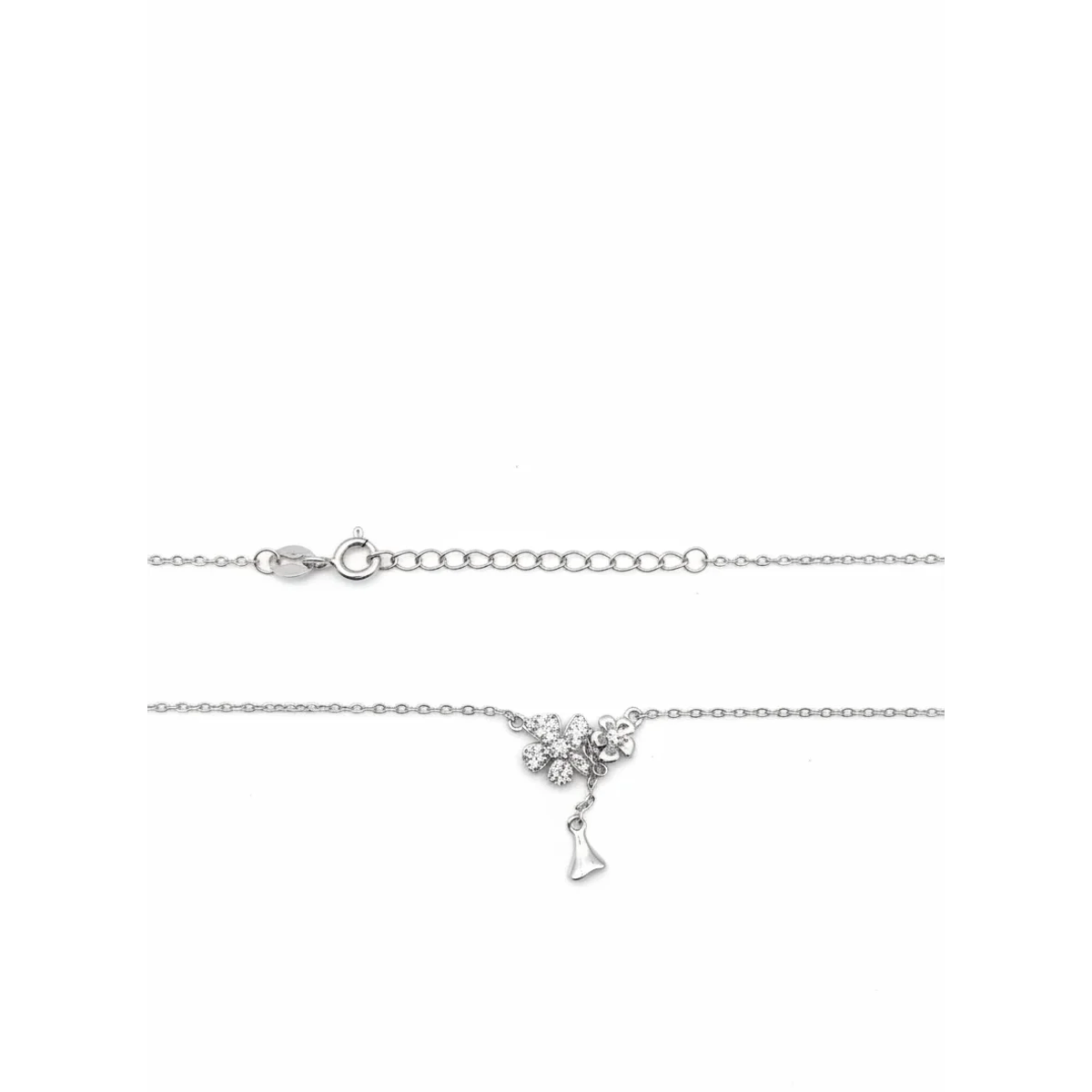 925 Sterling Silver Floral Pendant Necklace with Cubic Zirconia | Dublin Silver