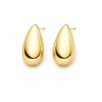 Gold-plated teardrop earrings in sterling silver, front view
