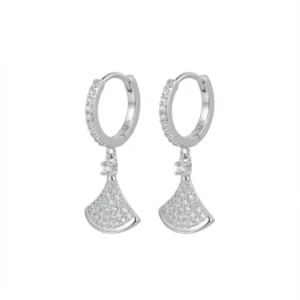 Sterling silver drop earrings with crystal accents, front view