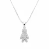 Sterling silver child figure pendant on a chain, front view