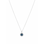 925 Sterling Silver Blue Crystal Pendant Necklace 18-inch Chain | Dublin Silver