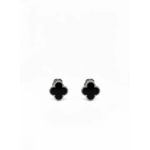 925 Sterling Silver Clover Stud Earrings Black Enamel | Dublin Silver