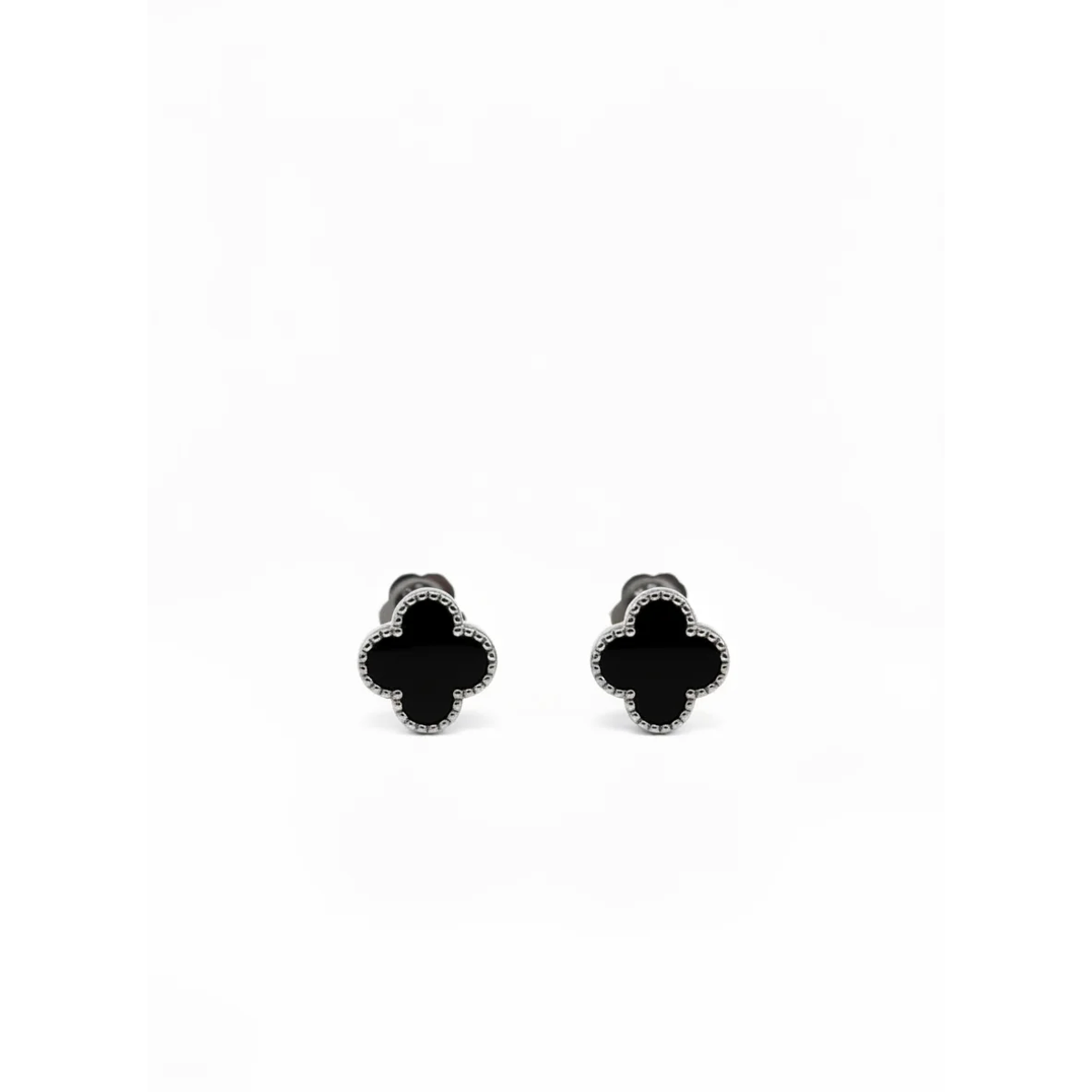 925 Sterling Silver Clover Stud Earrings Black Enamel | Dublin Silver