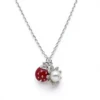 Sterling silver necklace with ladybird and flower pendant, front view