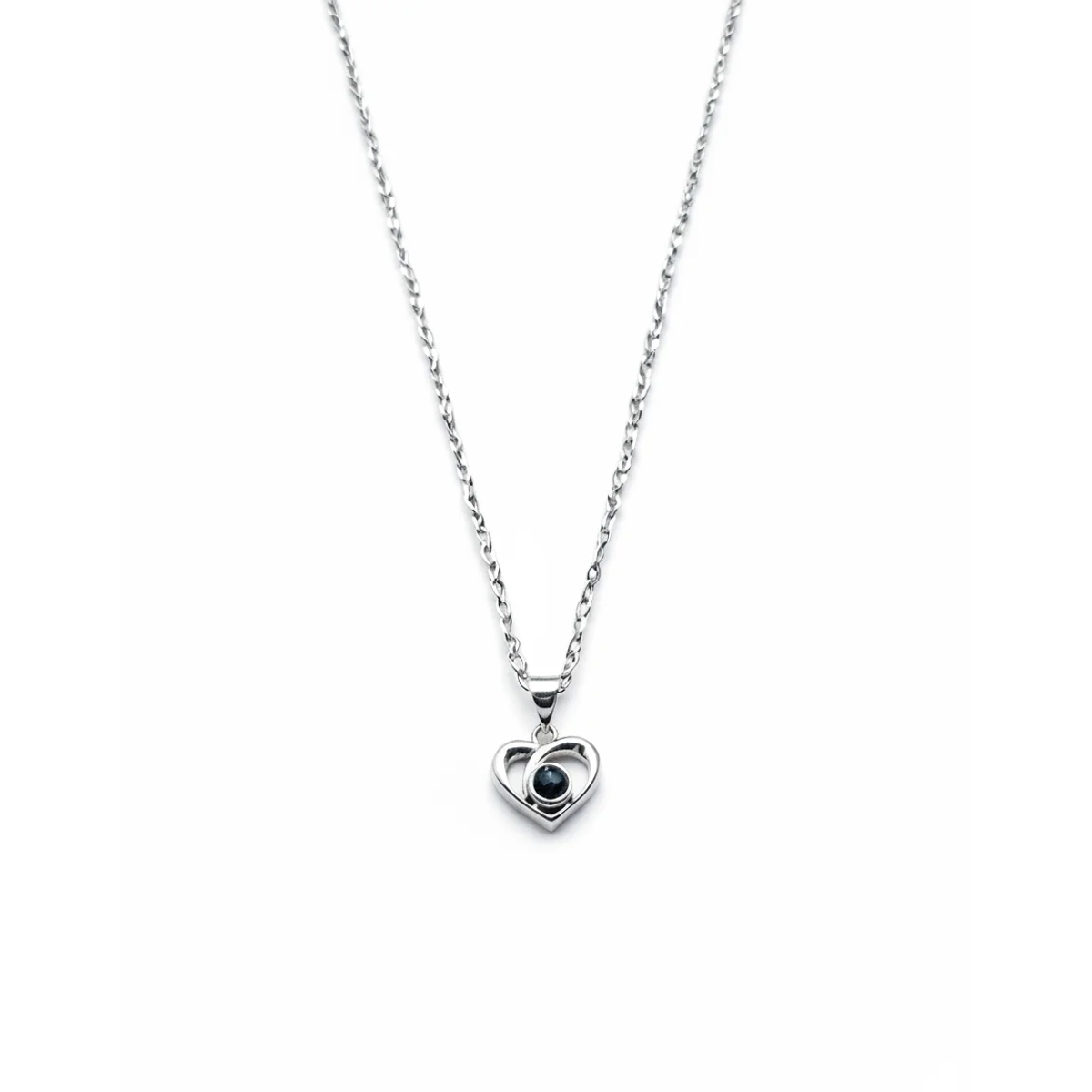 925 Sterling Silver Heart Pendant Necklace with Black Stone | Dublin Silver