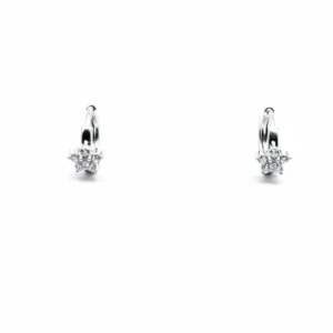 Sterling silver floral crystal stud earrings, front view
