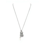 925 Sterling Silver Teddy Bear Pendant Necklace with Pearl Charm | Dublin Silver