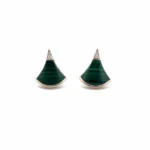 Sterling silver earrings with green malachite stones, front view