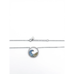 925 Sterling Silver Wave Pendant Necklace with Blue Accents | Dublin Silver