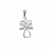 Sterling silver angel heart pendant with shimmering accents, front view