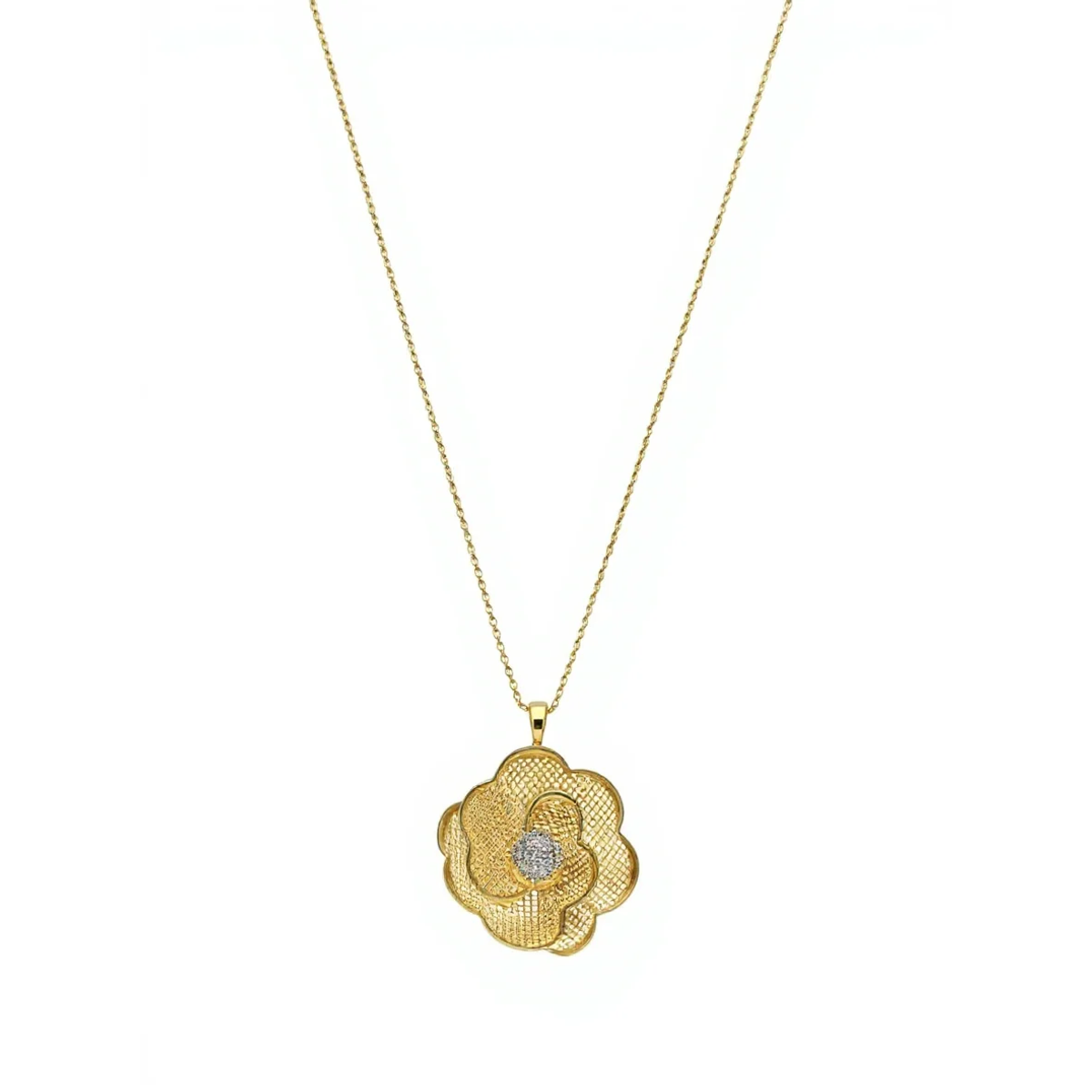 Gold-Plated Sterling Silver Flower Pendant Necklace | Dublin Silver