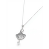Sterling Silver Ginkgo Leaf Pendant Necklace with Pearl | Dublin Silver
