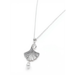 Sterling Silver Ginkgo Leaf Pendant Necklace with Pearl | Dublin Silver