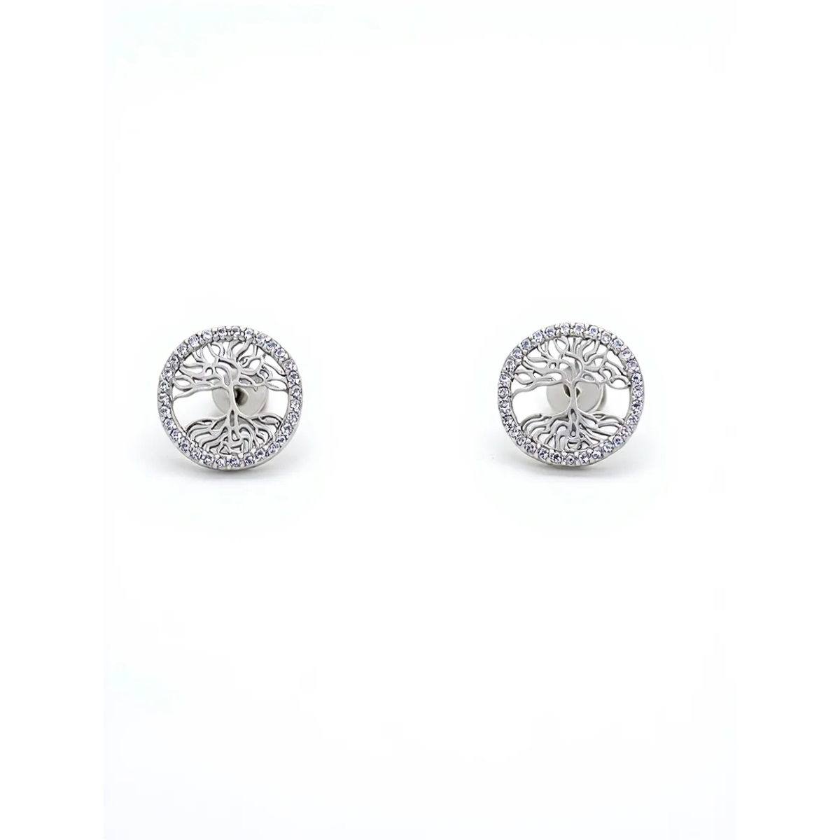 Sterling Silver Tree of Life Stud Earrings with Cubic Zirconia | Dublin Silver
