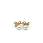 Gold-Plated Sterling Silver Bow Pearl Earrings | Dublin Silver
