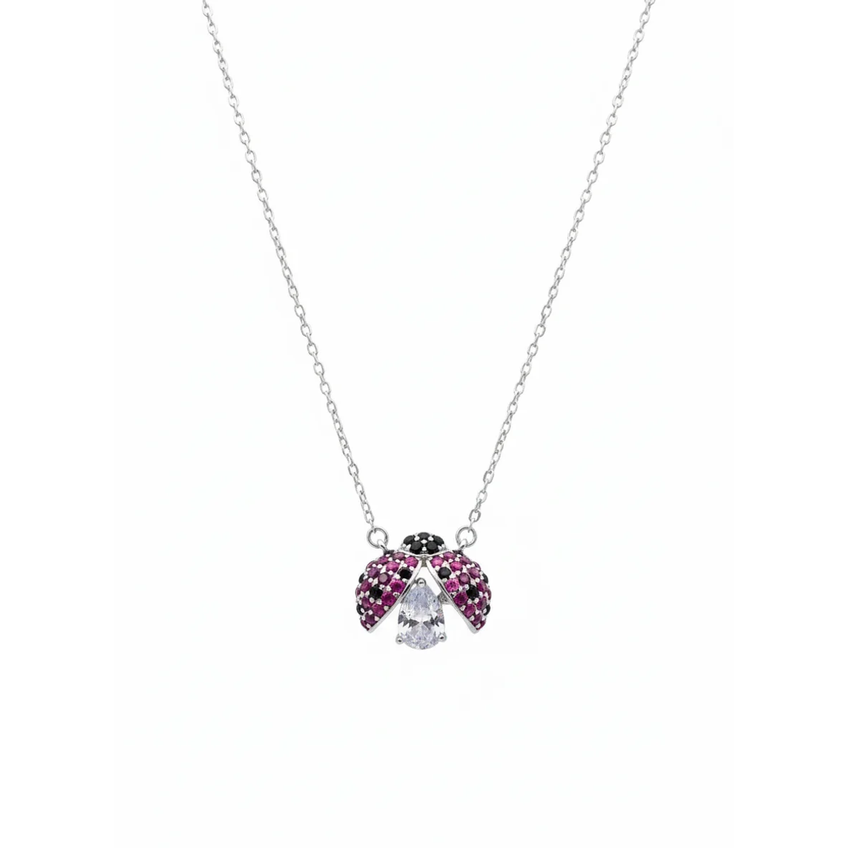 925 Sterling Silver Ladybug Pendant Necklace with Gemstones | Dublin Silver