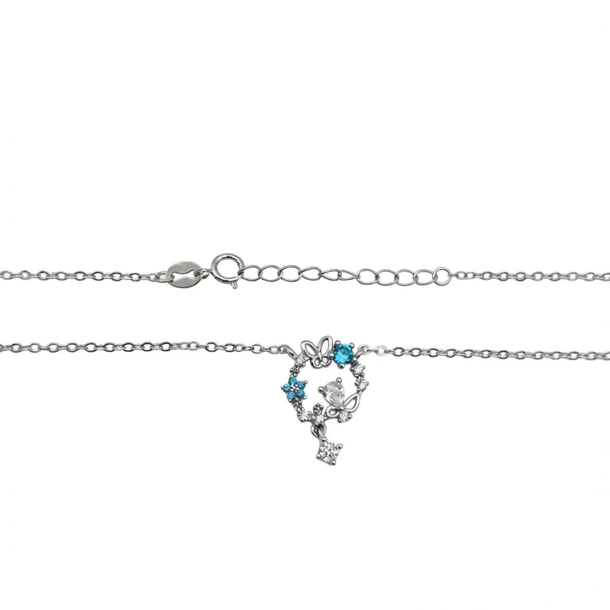 925 Sterling Silver Butterfly and Floral Pendant Necklace | Dublin Silver