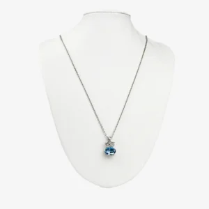 Enchanting Blue Crystal Pendant Necklace in Silver - Adjustable 18-22cm