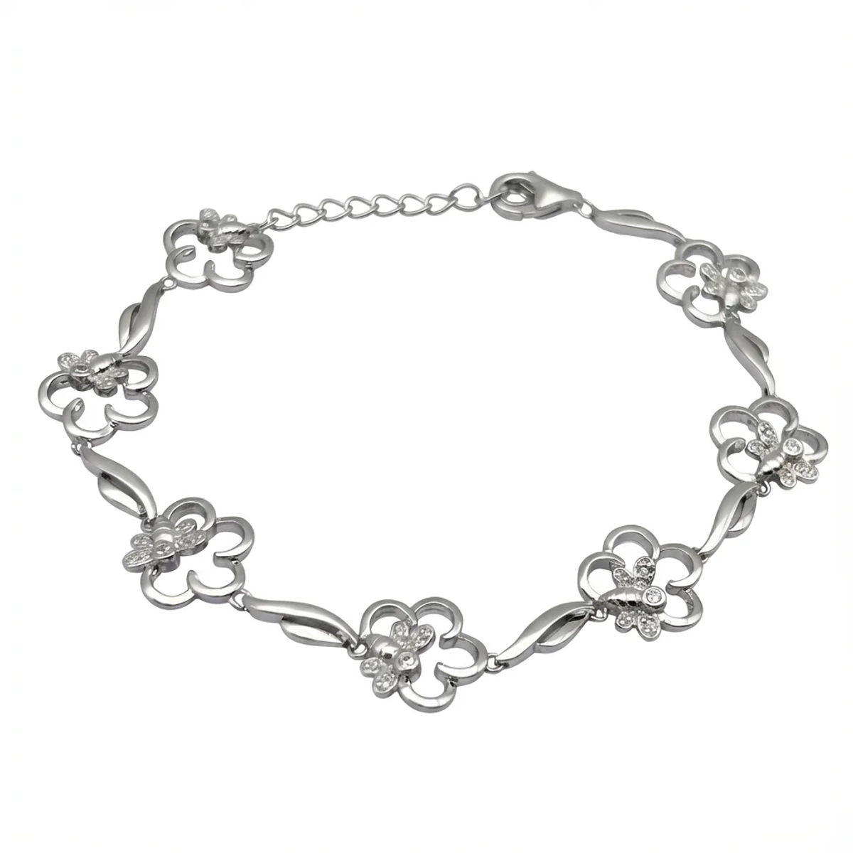 925 Sterling Silver Floral Bracelet Lobster Clasp | Dublin Silver