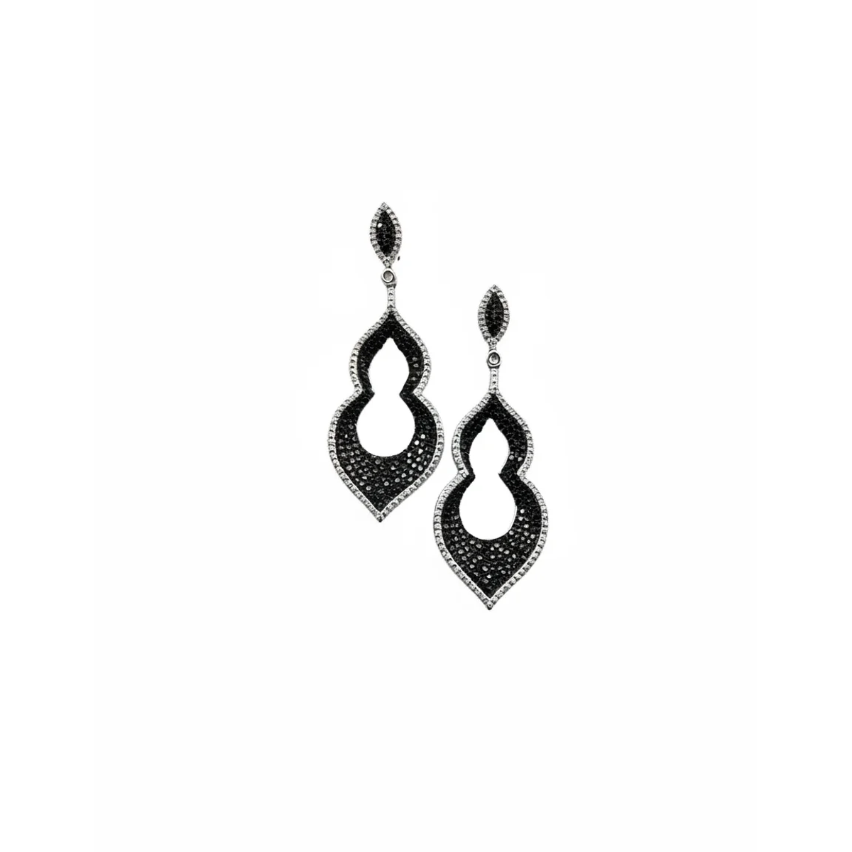 925 Sterling Silver Elegant Drop Earrings with Black Stones | Dublin Silver